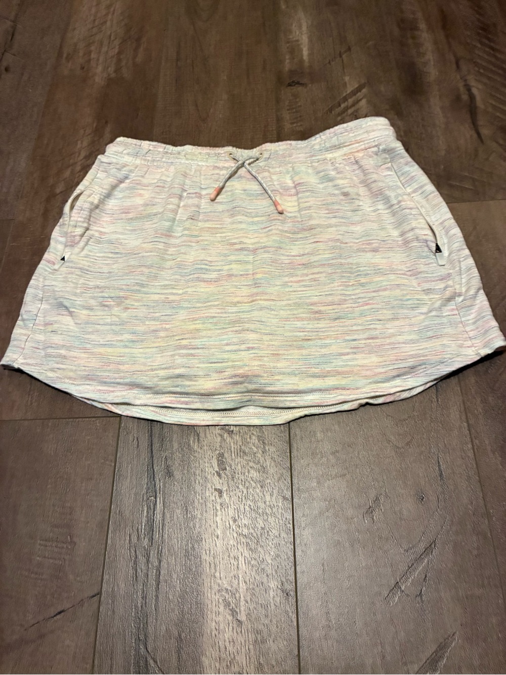 Athleta Pastel Rainbow Drawstring Mini Skirt